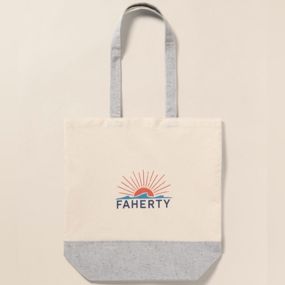 Faherty Canvas Logo Tote - Grey Cream